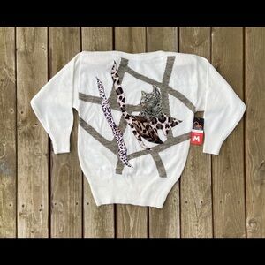 NWT mariea kim leopard cheetah sweater M vintage